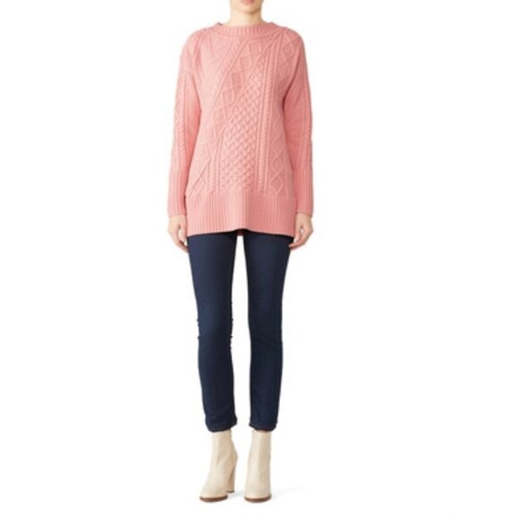 J.Crew Lonnie Cable Knit Wool Blend Tunic Sweater Pink XS Chunky‎ - Picture 8 of 8